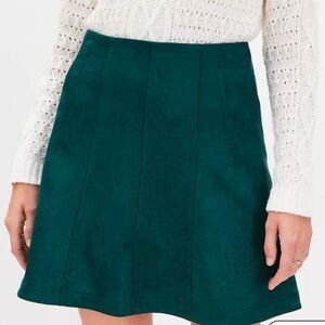 NWT LOFT faux suede green full mini skirt 6P